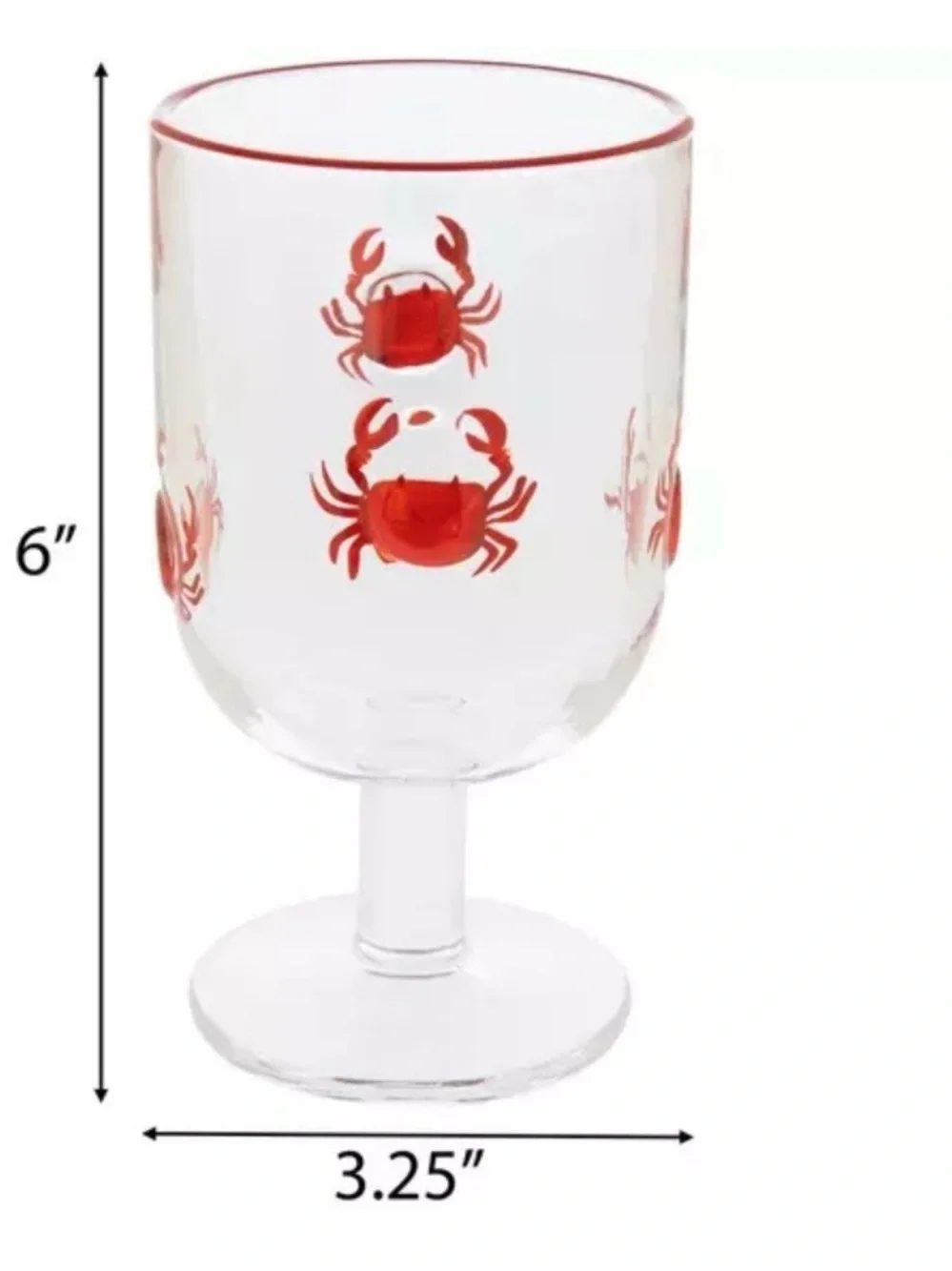 NEW Set of 2 Coastal Red Crab Stemmed Drinking Glasses Goblet 6” Hobby Lobby